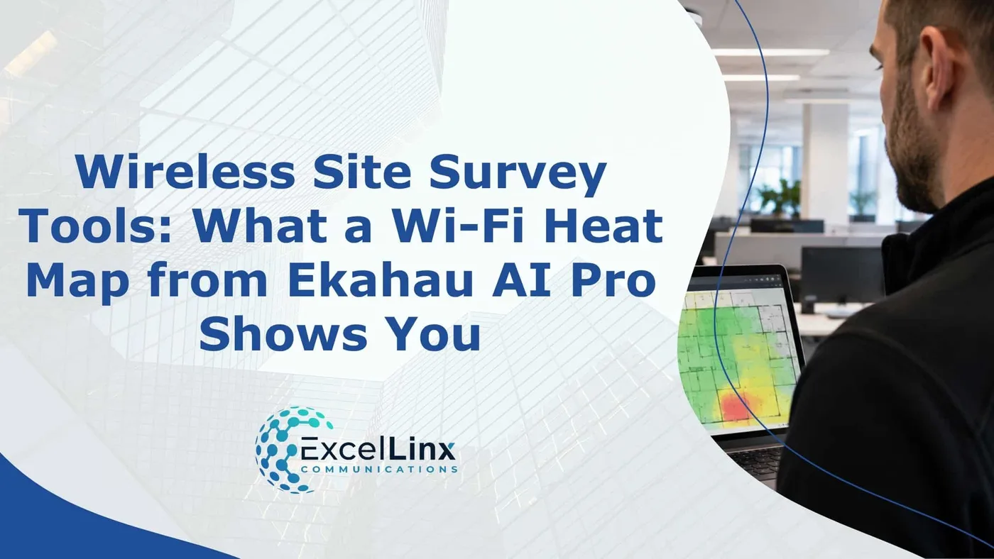 Wireless site survey process covering Wi-Fi measurement, gap identification, network design, access point placement, cabling, installation, and validation