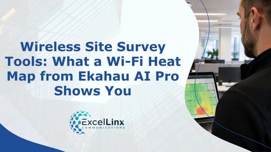 Wireless site survey process covering Wi-Fi measurement, gap identification, network design, access point placement, cabling, installation, and validation